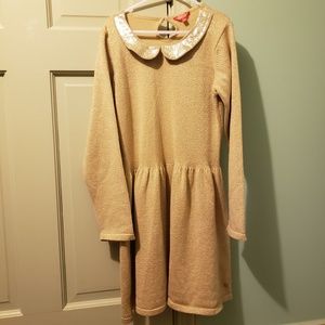 Euc ELLE Gold longsleeve girls dress size 10/11